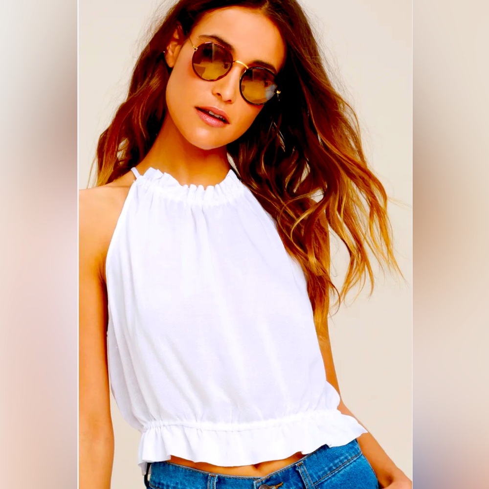 NWT Lulu’s Nostalgia White Crop Top Small (sold Out)